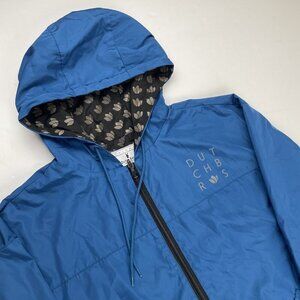 Dutch Bros Coffee Windbreaker Jacket Women's S Full Zip Blue Hooded Rain